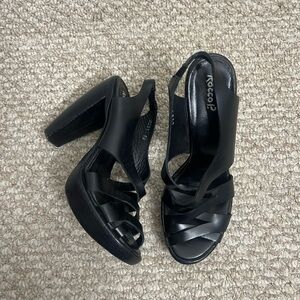 Rocco P. Women's Black Strappy Slip On Slingback Open Toe Heels Size 36
